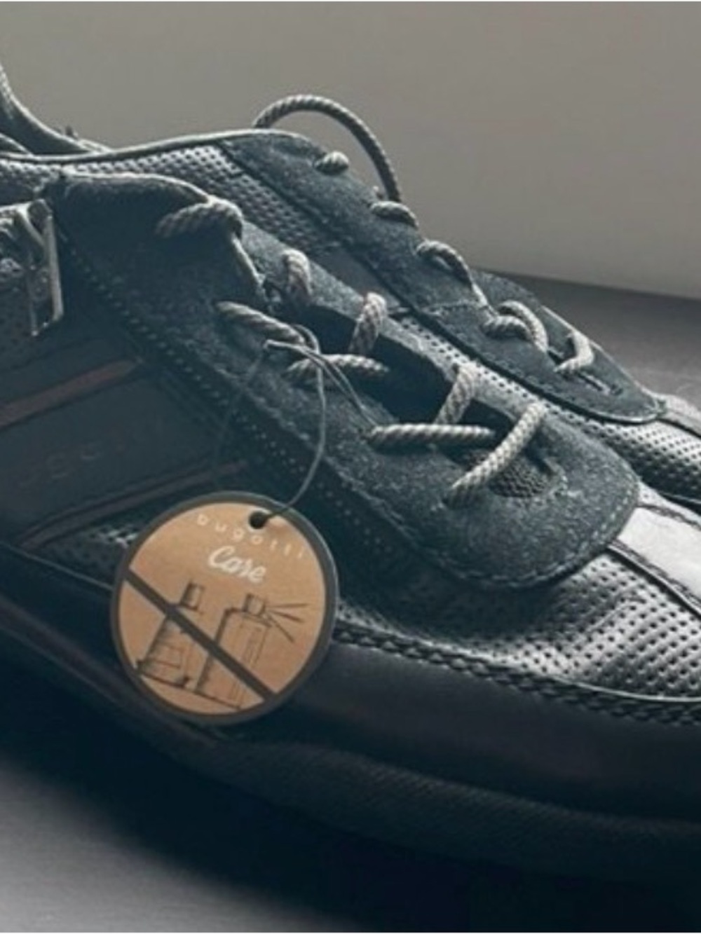 Bugatti Black Perforated Lace-Up Sneakers